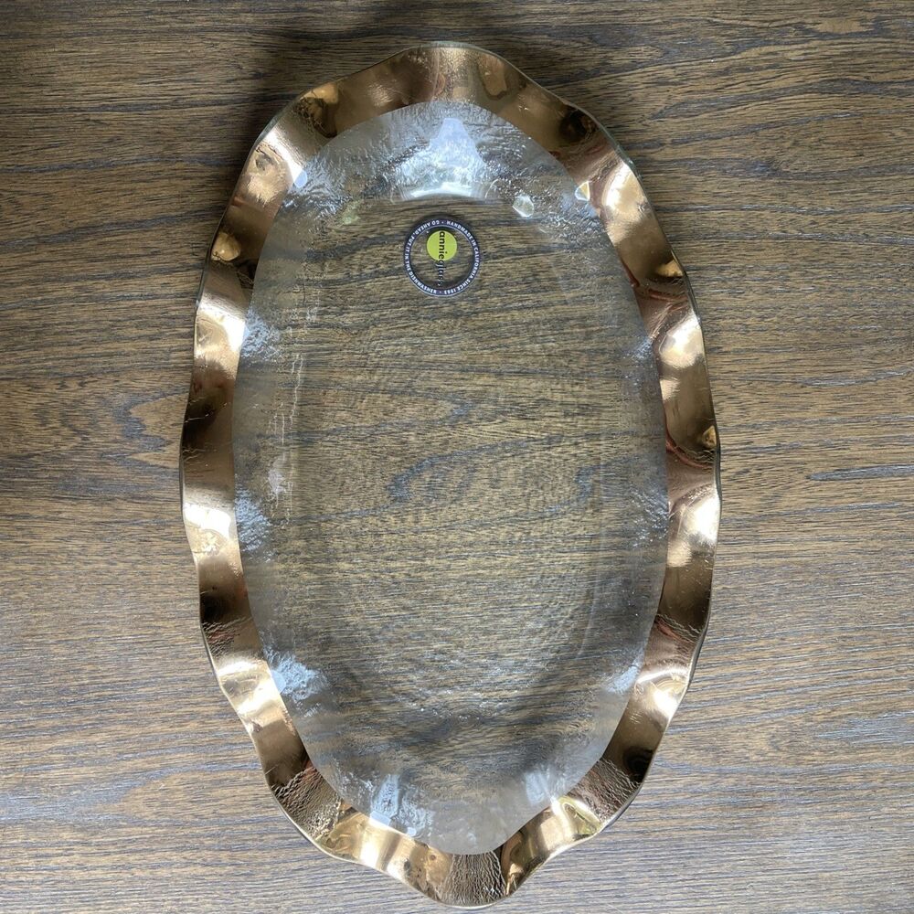 Annieglass Gold Ruffle Oval Platter - Signed & Numbered 2306, G181